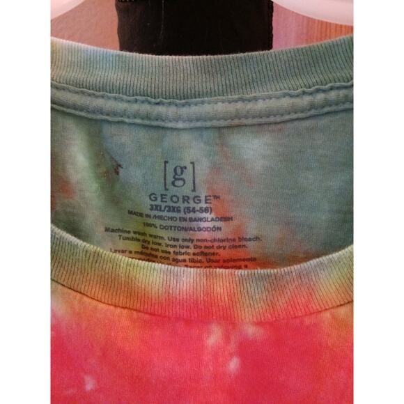 Spiral Tie Dye T-Shirt Peach Aqua and Yellow Size 3XL - Picture 4 of 5